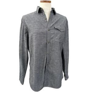 Tre Vero Vintage Gray Chambray Button Down Shirt M Chest Pocket Mens Classic